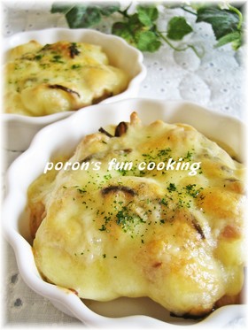 じゃがいも&ツナ&塩昆布のチーズ焼き♬